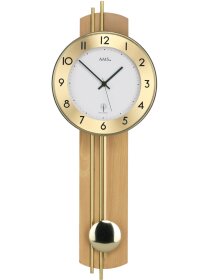 Funkwanduhr Pendeluhr Holzrückwand Buche furniert