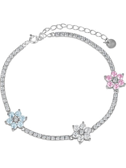Armband Blumen Sterlingsilber mit Zirkonia farbig
