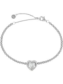 Armband Herz Sterlingsilber Kugelkette mit Zirkonia