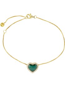 Armband Herz Sterlingsilber vergoldet mit Malachit und Zir