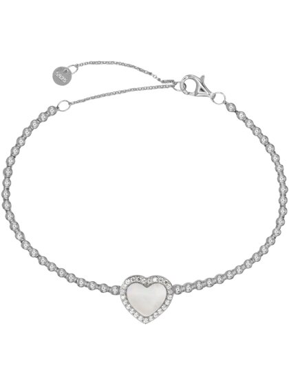 Armband Herz Sterlingsilber Kugelband mit Perlmutt und Zirkonia