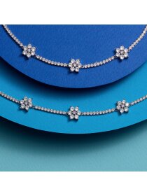 Kette Blumen Sterlingsilber mit Zirkonia