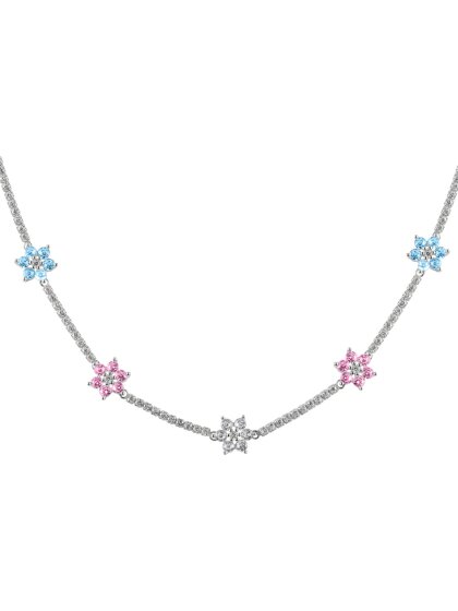 Kette Blumen Sterlingsilber mit Zirkonia farbig