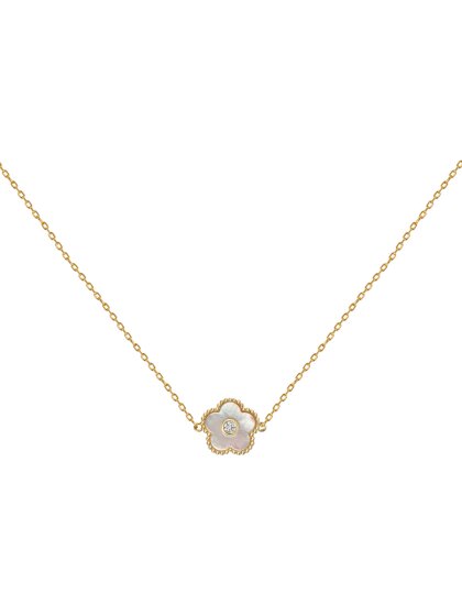 Kette Blume Sterlingsilber vergoldet mit Perlmutt/Zirkonia