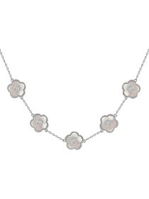 Kette Blumen Sterlingsilber mit Perlmutt/Zirkonia