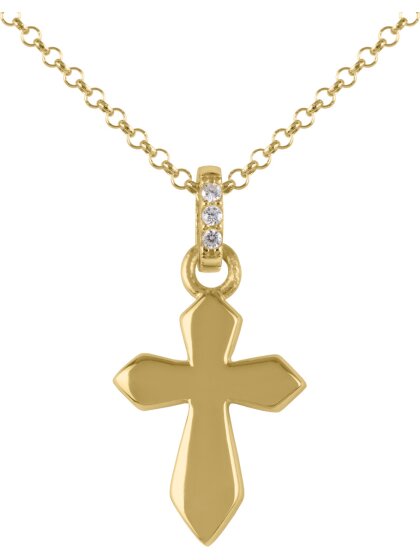 Kette Schwert-Kreuz Sterlingsilber vergoldet mit Zirkonia