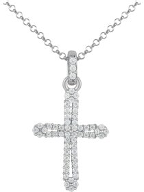 Kette Kreuz durchbrochen Sterlingsilber mit Zirkonia