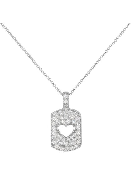 Kette Herz Plakette Sterlingsilber mit Zirkonia