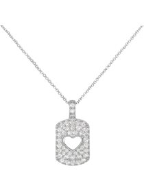 Kette Herz Plakette Sterlingsilber mit Zirkonia