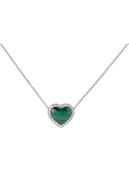 Kette Herz Sterlingsilber mit Malachit und Zirkonia