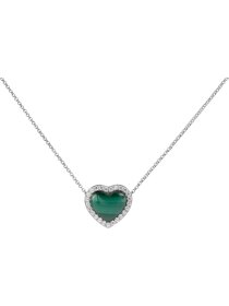 Kette Herz Sterlingsilber mit Malachit und Zirkonia