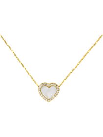 Kette Herz Sterlingsilber vergoldet mit Perlmutt und Zirko