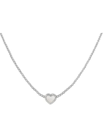 Kette Kugel Herz Sterlingsilber mit Perlmutt und Zirkonia