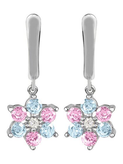 Ohrhänger Blume Sterlingsilber mit Zirkonia bunt