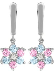 Ohrhänger Blume Sterlingsilber mit Zirkonia bunt