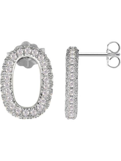 Ohrstecker oval Sterlingsilber mit Zirkonia