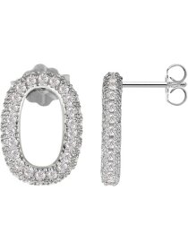 Ohrstecker oval Sterlingsilber mit Zirkonia