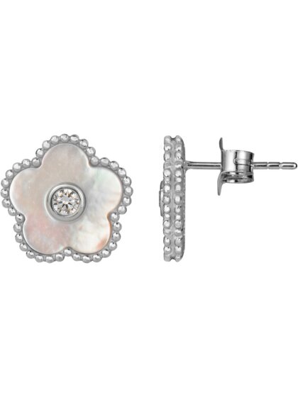 Ohrstecker Blume Sterlingsilber mit Perlmutt/Zirkonia