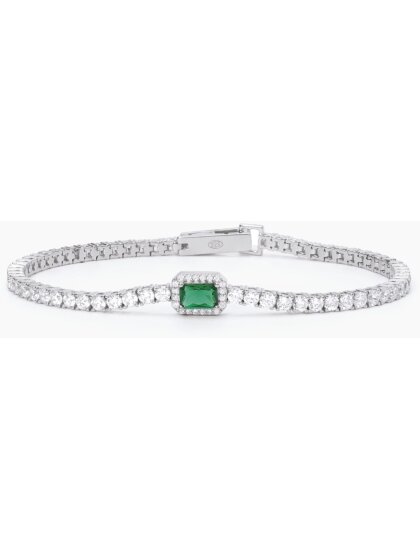 Cool or Rétro? Tennisarmband 925Silber synth. Smaragd Zirkonia