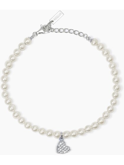 One Love Armband 925Silber Perle Herz Zirkonia