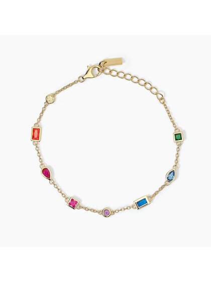 Rainbow Armkette 925Silber 18 K vergoldet Zirkonia bunt