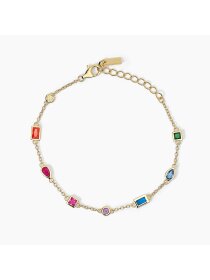 Rainbow Armkette 925Silber 18 K vergoldet Zirkonia bunt