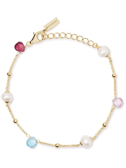 Beauty Code Armkette 925Silber 18 K vergoldet Perle Glassteine