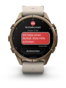 fēnix® 9 Pro – inReach®, 43 mm, AMOLED Sapphire,  Autumn Gold Titan mit Leder-Armband Bone + Silikon-Armband Creme/French Gray