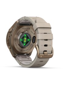 fēnix® 9 Pro – inReach®, 43 mm, AMOLED Sapphire,  Autumn Gold Titan mit Leder-Armband Bone + Silikon-Armband Creme/French Gray