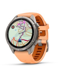 fēnix® 9 Pro – inReach®, 43 mm, AMOLED Sapphire, Titan mit Silikon-Armband Shell Pink/Autumn Orange
