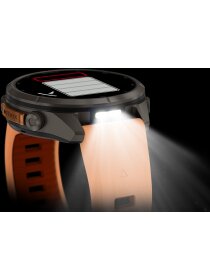 fēnix® 9 Pro – inReach®, 43 mm, AMOLED Sapphire, Titan mit Silikon-Armband Shell Pink/Autumn Orange