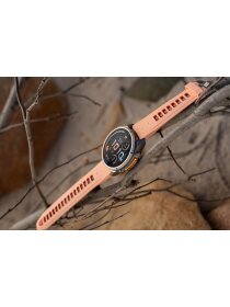 fēnix® 9 Pro – inReach®, 43 mm, AMOLED Sapphire, Titan mit Silikon-Armband Shell Pink/Autumn Orange