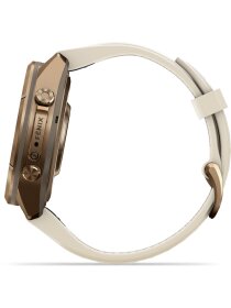 fēnix® 9 Pro – inReach®, 43 mm, AMOLED Sapphire, Autumn Gold Titan mit Silikon-Armband Creme/French Gray