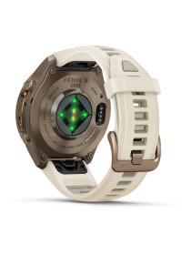 fēnix® 9 Pro – inReach®, 43 mm, AMOLED Sapphire, Autumn Gold Titan mit Silikon-Armband Creme/French Gray