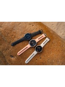 fēnix® 9 Pro – inReach®, 43 mm, AMOLED Sapphire, Autumn Gold Titan mit Silikon-Armband Creme/French Gray