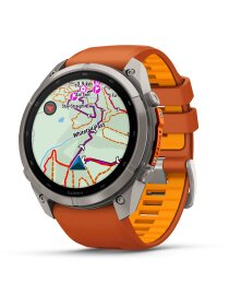 fēnix® 9 Pro – inReach®, 51 mm, AMOLED Sapphire, Titan mit Silikon-Armband Autumn Orange/Spark Orange
