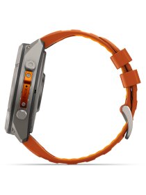 fēnix® 9 Pro – inReach®, 51 mm, AMOLED Sapphire, Titan mit Silikon-Armband Autumn Orange/Spark Orange