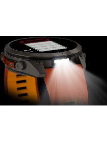 fēnix® 9 Pro – inReach®, 51 mm, AMOLED Sapphire, Titan mit Silikon-Armband Autumn Orange/Spark Orange