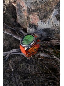 fēnix® 9 Pro – inReach®, 51 mm, AMOLED Sapphire, Titan mit Silikon-Armband Autumn Orange/Spark Orange