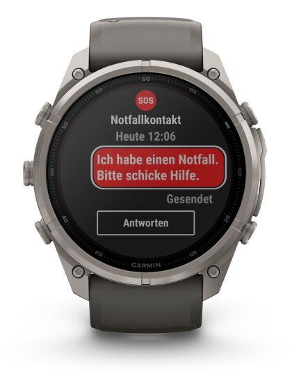 fēnix® 9 Pro – inReach®, Solar, 51 mm Titan mit Silikon-Armband Kieselgrau/Silbergrau