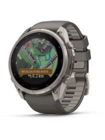 fēnix® 9 Pro – inReach®, Solar, 51 mm Titan mit Silikon-Armband Kieselgrau/Silbergrau