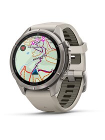 fēnix® 9 Pro – inReach®, 43 mm, AMOLED Sapphire, Titan mit Silikon-Armband Nebelgrau/Dunkler Sandstein