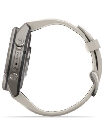 fēnix® 9 Pro – inReach®, 43 mm, AMOLED Sapphire, Titan mit Silikon-Armband Nebelgrau/Dunkler Sandstein