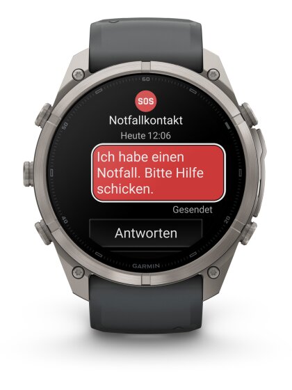 fēnix® 9 Pro – inReach®, 51 mm, AMOLED Sapphire, Titan mit Silikon-Armband Graphit/Schwarz